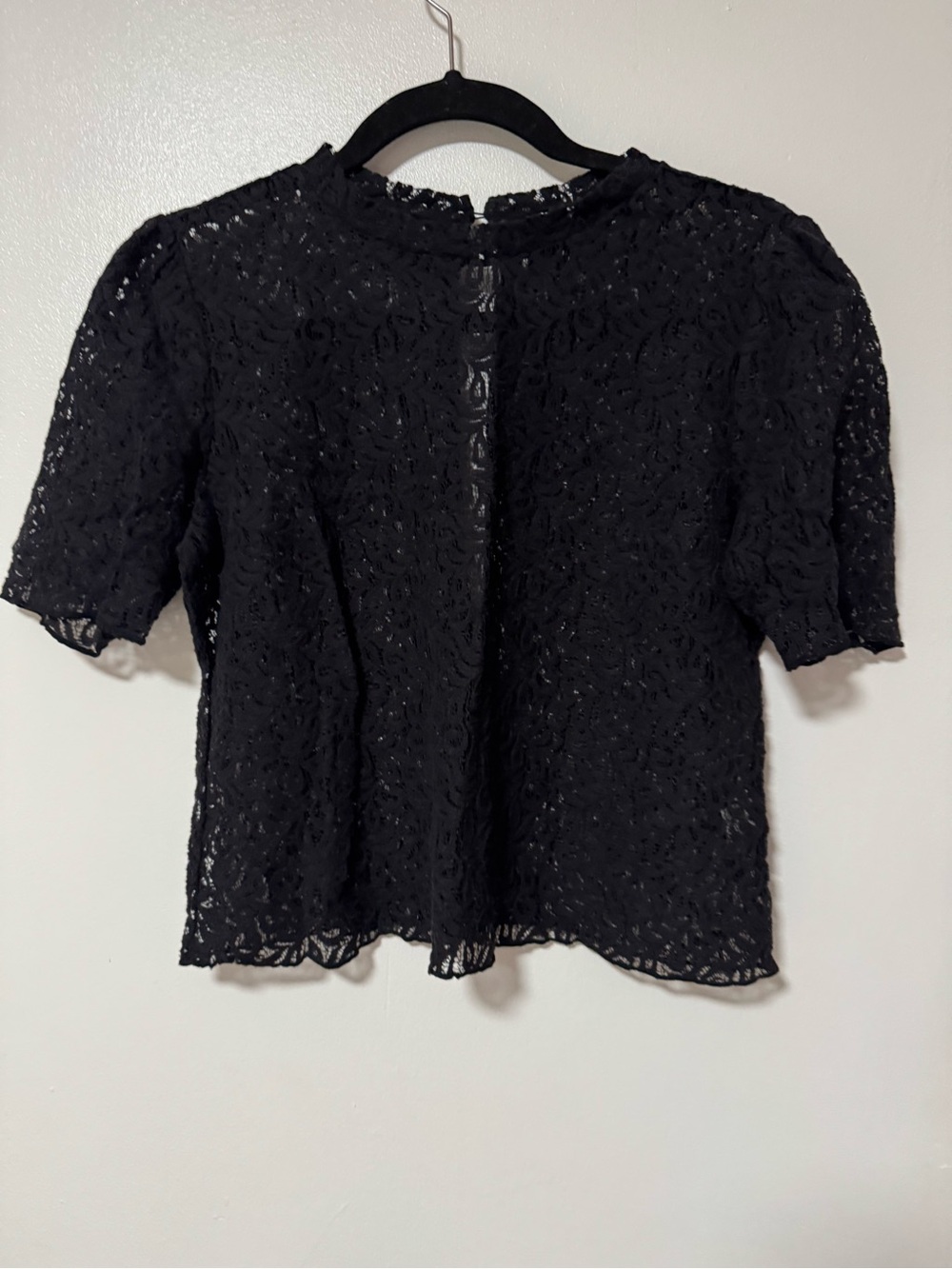 Tildon Black Lace Short Sleeve Crewneck Top